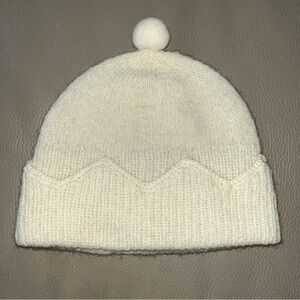 New Kids RALPH LAUREN WINTER HAT One Size cream 100% wool knit hat with pom-pom